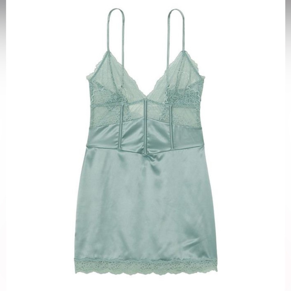 Victoria's Secret Mint Green Lace Slip Dress Chemise
